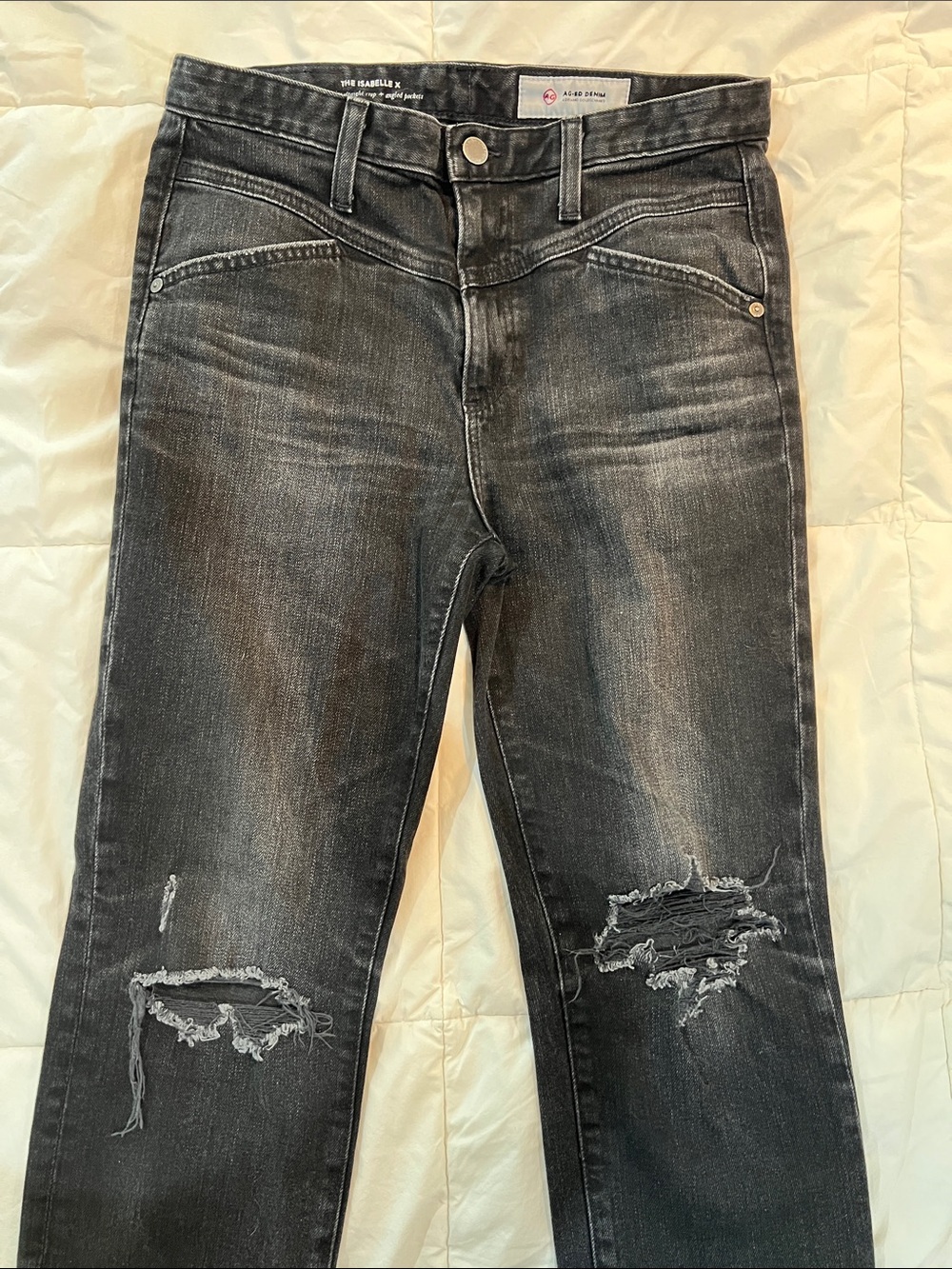 Ag Adriano Goldschmied Women's Distressed Black Wash Jeans